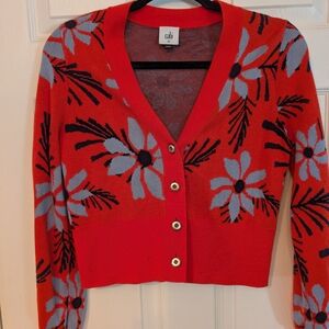 Women's Red Floral Sweater
